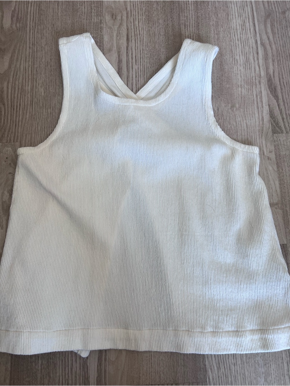 Madewell Cream Ribbed Cross-Back Tank